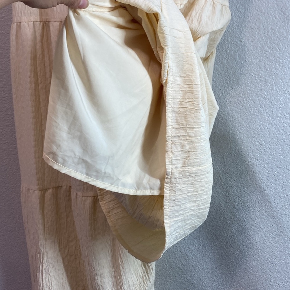 SHEIN Breezaya High Waist Flare‎ Leg Pants Cream Textured Pants, Size Large - Picture 7 of 13